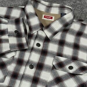 Wrangler Flannel Sherpa Lined Shacket Shirt Jacket Men's 2XL Check Plaid Outdoor